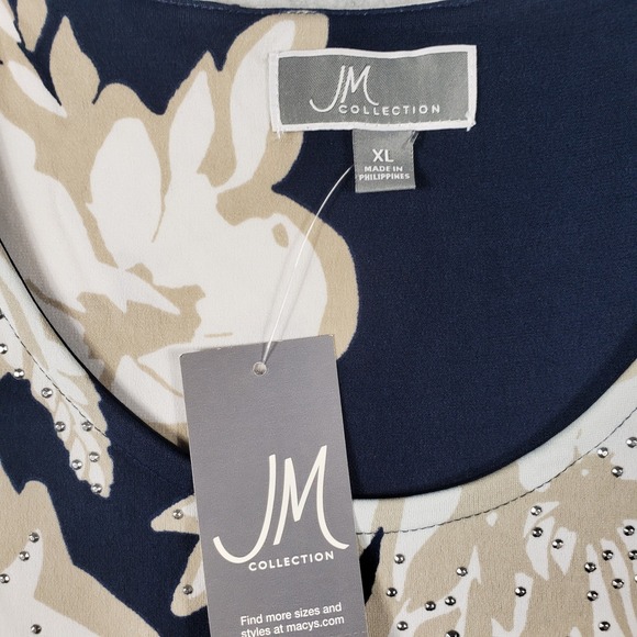 JM‎ Collection Tropic Breeze Navy Floral Lace Top Women's XL NWT Modern Classic - Picture 7 of 10